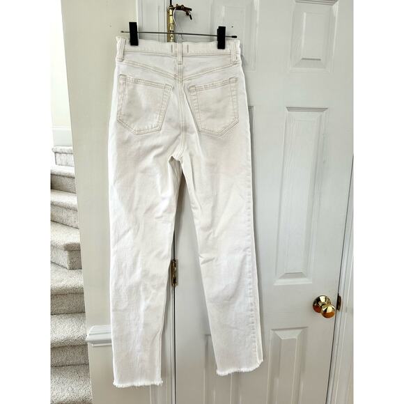 Abercrombie & Fitch White Stone Wash Button Fly Ultra High Rise Straight - Picture 3 of 7